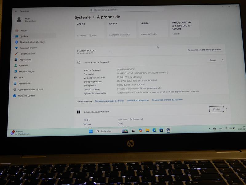 Image 11 de HP ProBook 650 G5 I5 8ème génération|16GB DDR4|512GB SSD