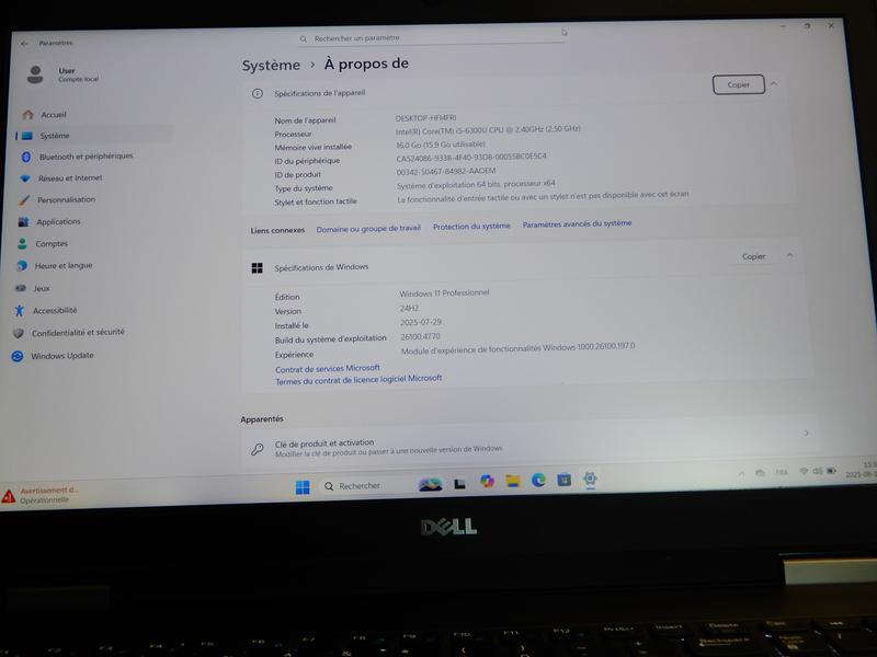 Image 2 de Dell latitude E5570|i5-6300U|16GB DDR4|1 TB SSD|écran 15.6"|Windows 11 Pro